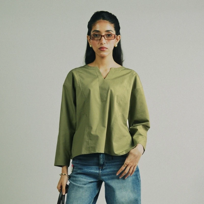 Olive Green Poplin Shirt