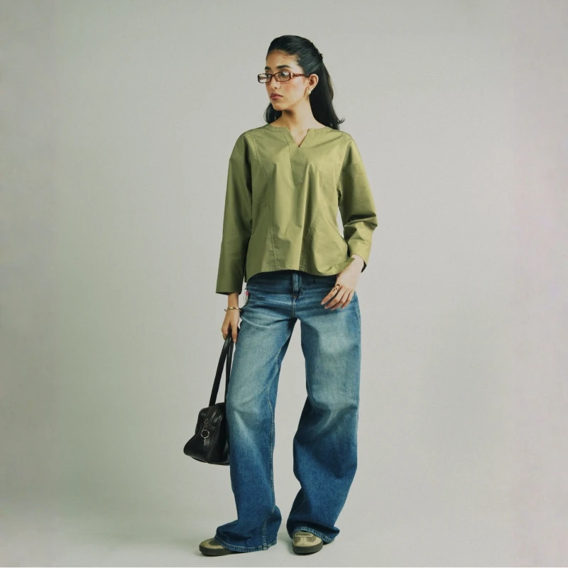 Olive Green Poplin Shirt